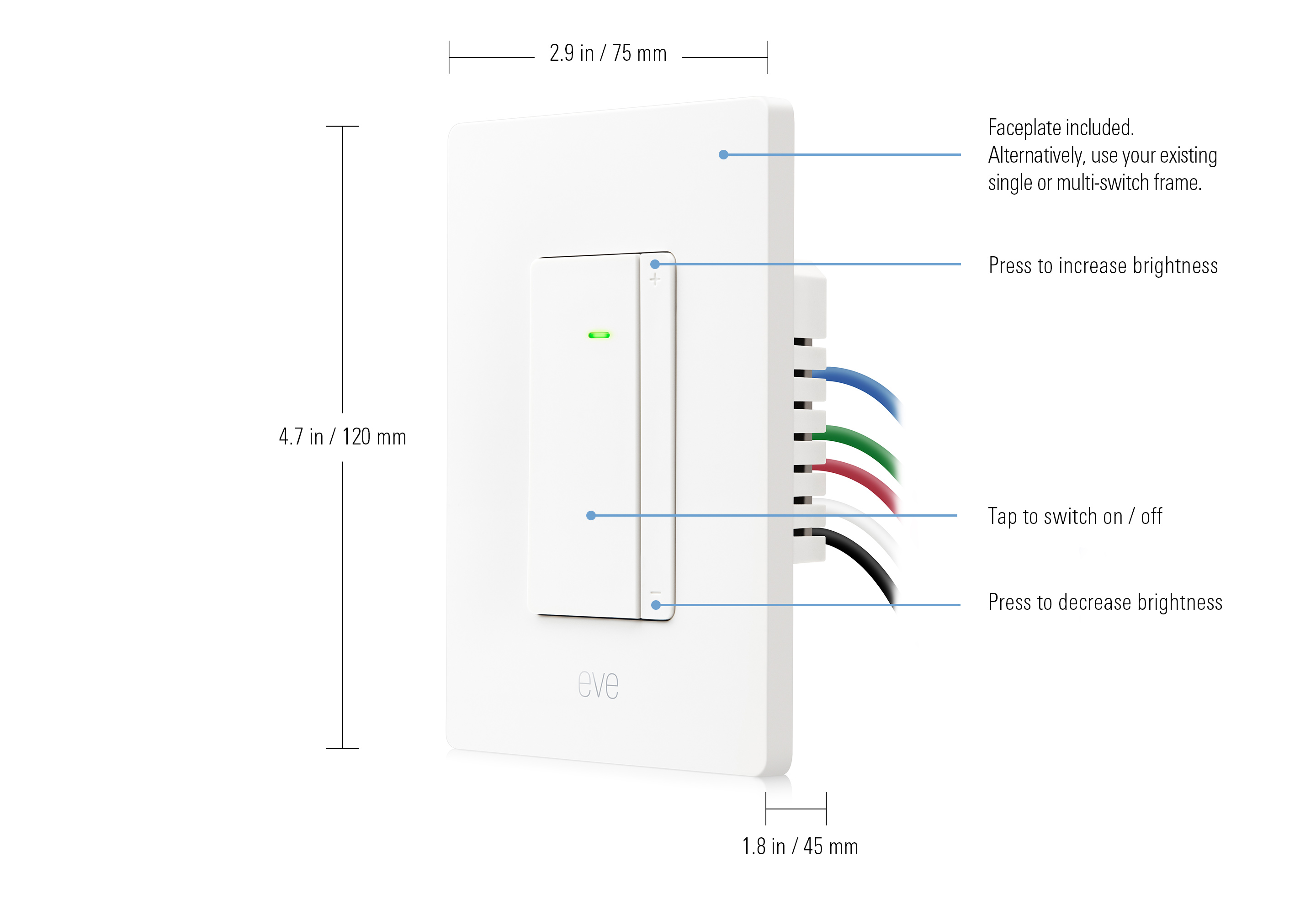 Hardware Features Eve Dimmer Switch